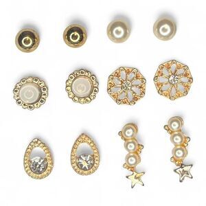 Gorgeous Pearl Rose Gold Earrings, 6 Pairs